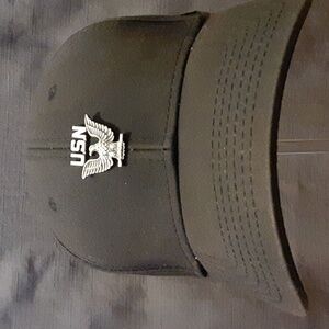 Dickies USN Silver Pin United States Navy Black Hat Cap